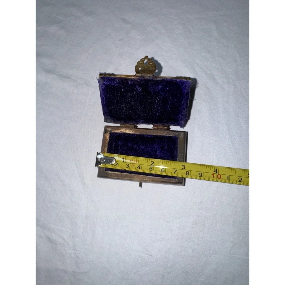 Vintage Bone and Brass Trinket Box Felt Lining India Jewelry Trinket Storage